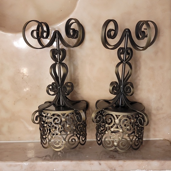 BATH & BODYWORKS BRONZE METAL CANDLE HOLDERS 2PIECE (Rare) - Picture 3 of 3